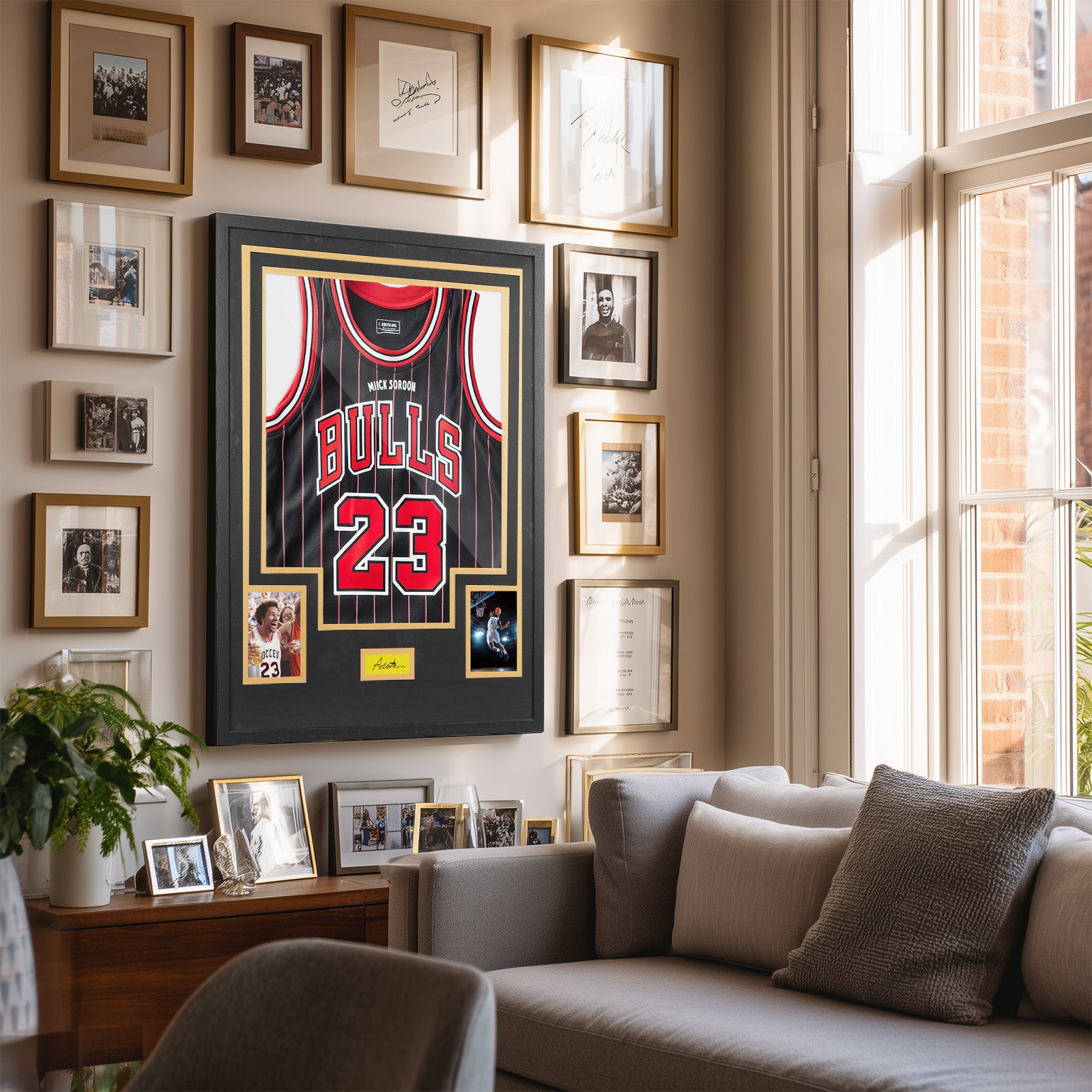 Nice C DIY Jersey Frame Display Case with Custom Color Mat, Wall Mount Custom Jersey Frame with Photo Slots, Shirt Display Shadow Box, with Hardware Kit, Signature Display, Football Basketball Soccer