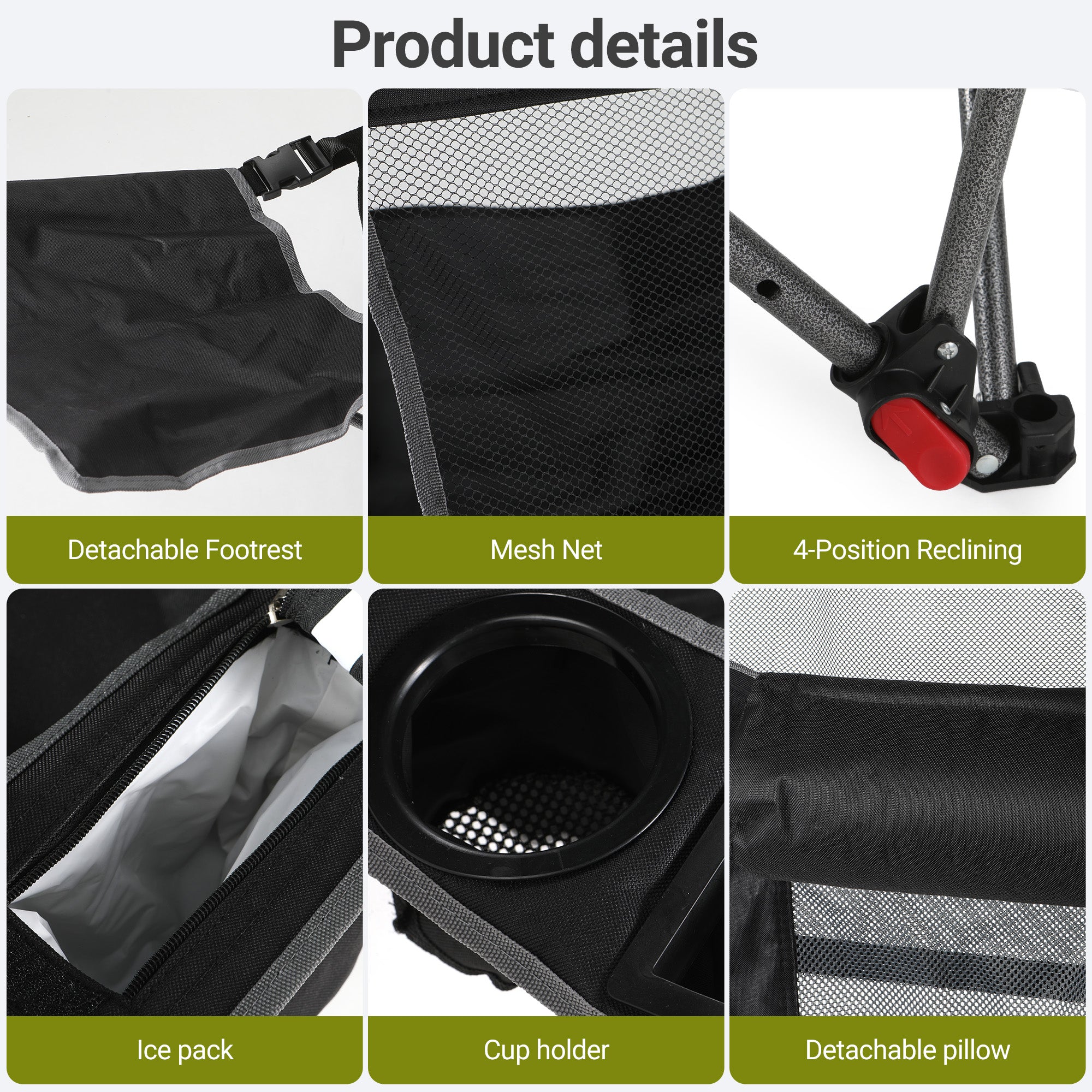 Nice C 4-Position Reclining Canopy Camping Chair with Footrest (1 Pack/2 Pack) | Portable Folding Outdoor Umbrella Chair with Shade, Reclining Chair with Cooler Bag, Cup Holder for Camping, Beach, Sports