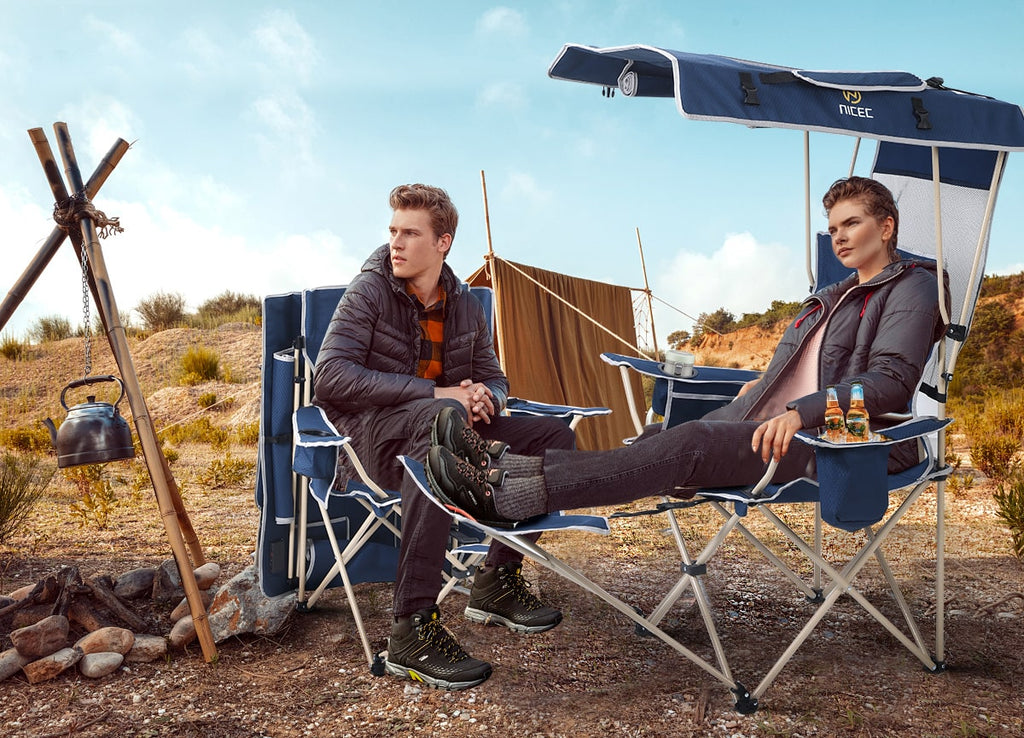 Nice C Chair with Canopy, Solar USB Charging, Removable Footrest &amp; Cooler Bag 