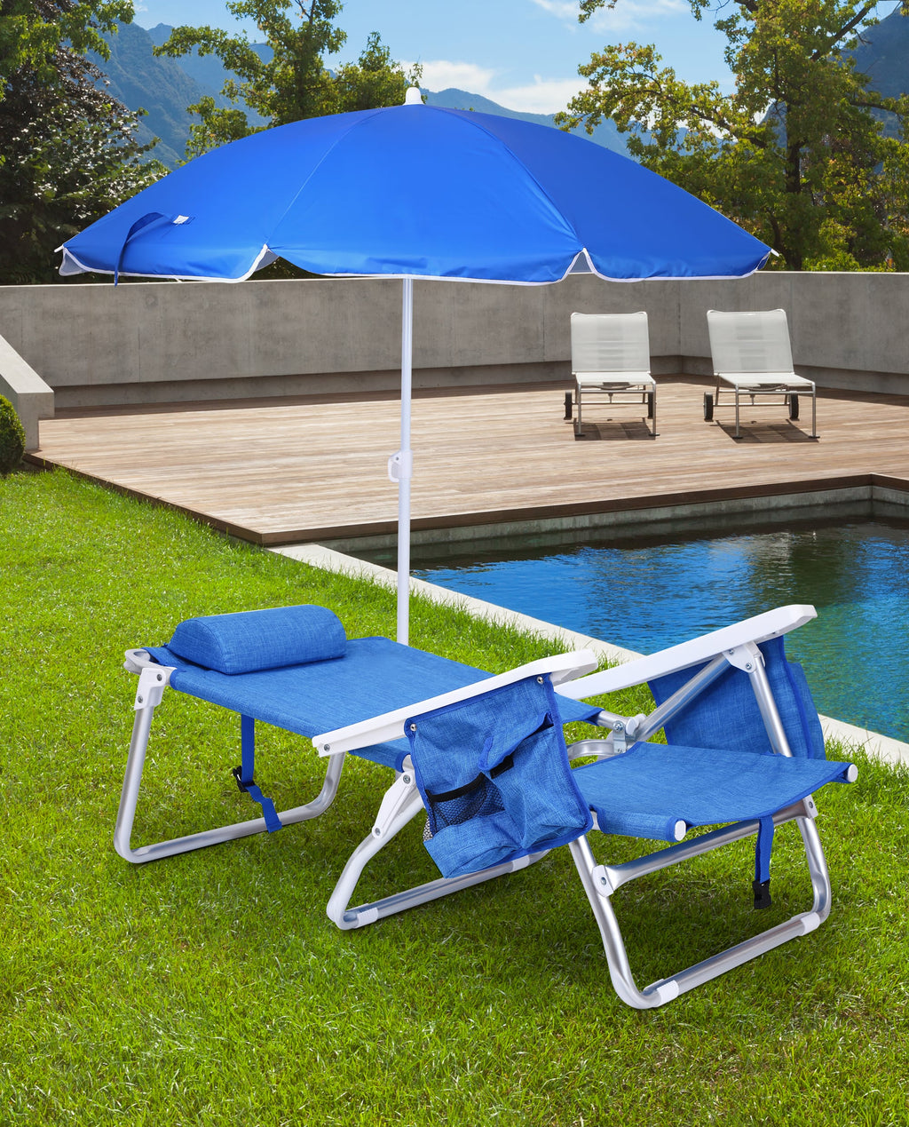 Nice C Beach Chair with Umbrella &amp; Cooler, 5-Position Reclining Backpack Chair for Adults
