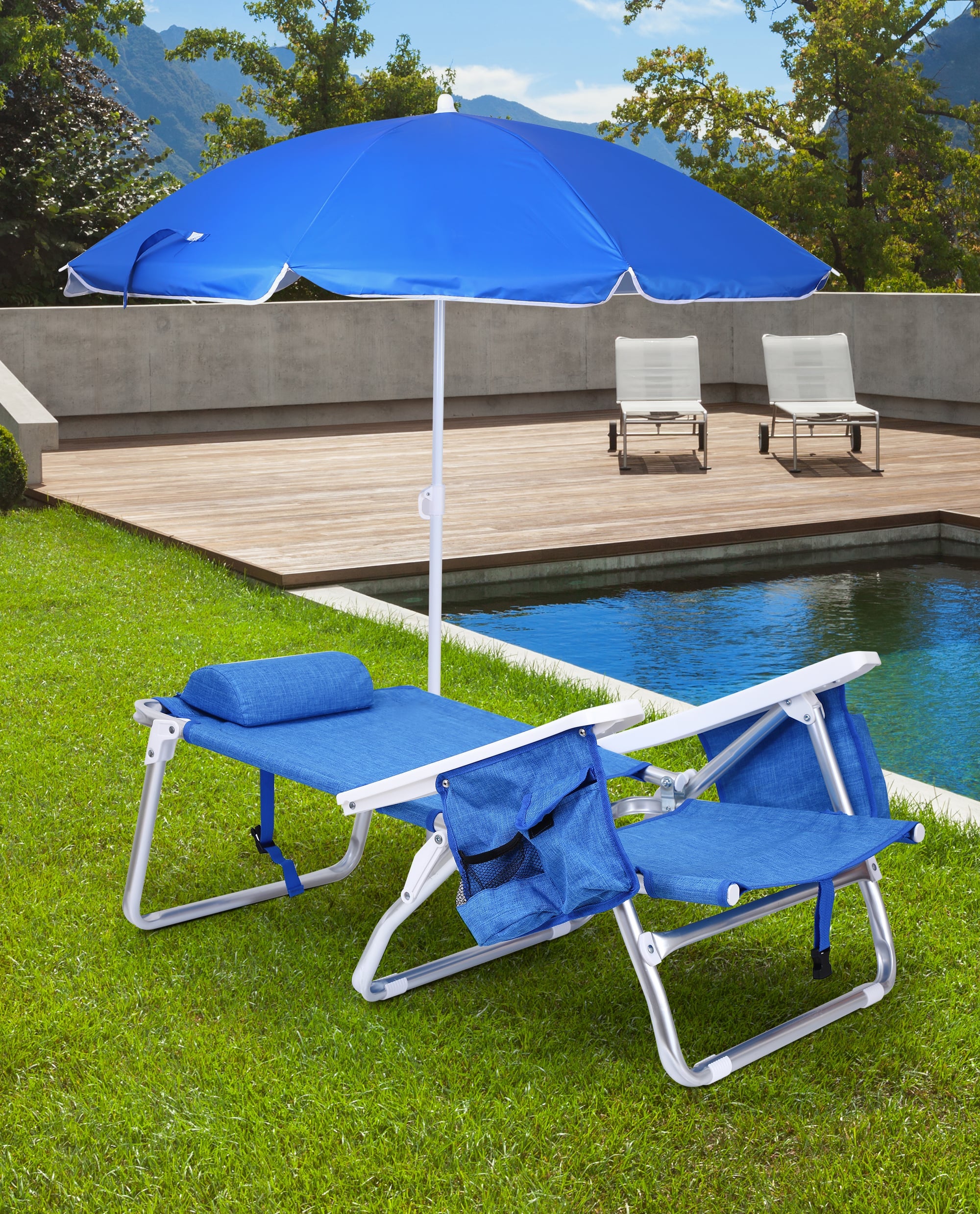 Nice C Beach Chair with Umbrella &amp; Cooler, 5-Position Reclining Backpack Chair for Adults