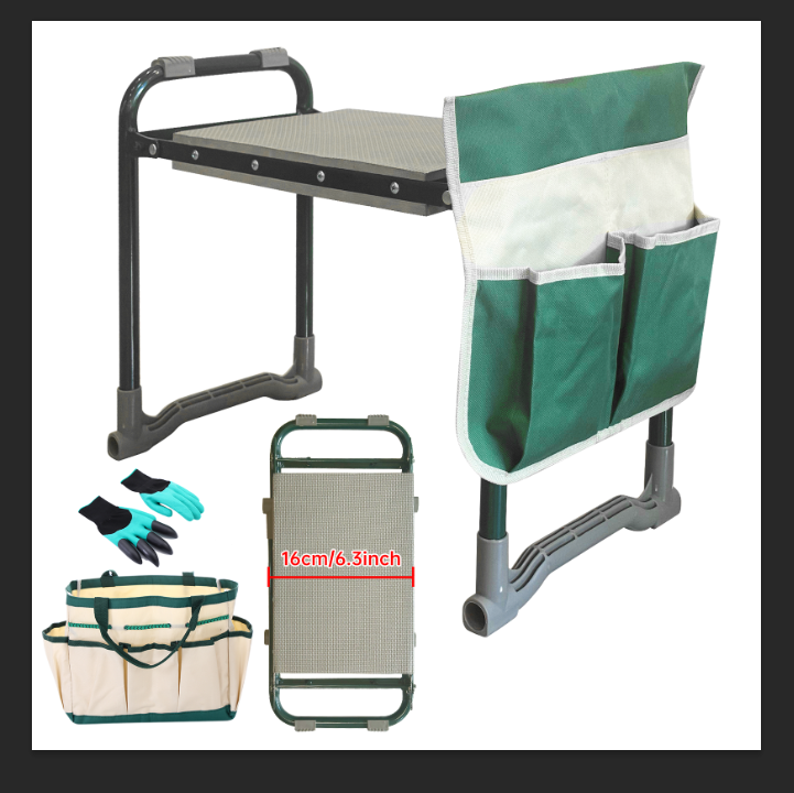 Nice C Garden Kneeler and Seat, Garden Stool, Garden Kneeler, Foldable Gardening Stool, Gardening Gifts for Women, Heavy Duty Garden Bench, Garden Kneelers for Seniors, with Tool Pouch&Gloves (Green)
