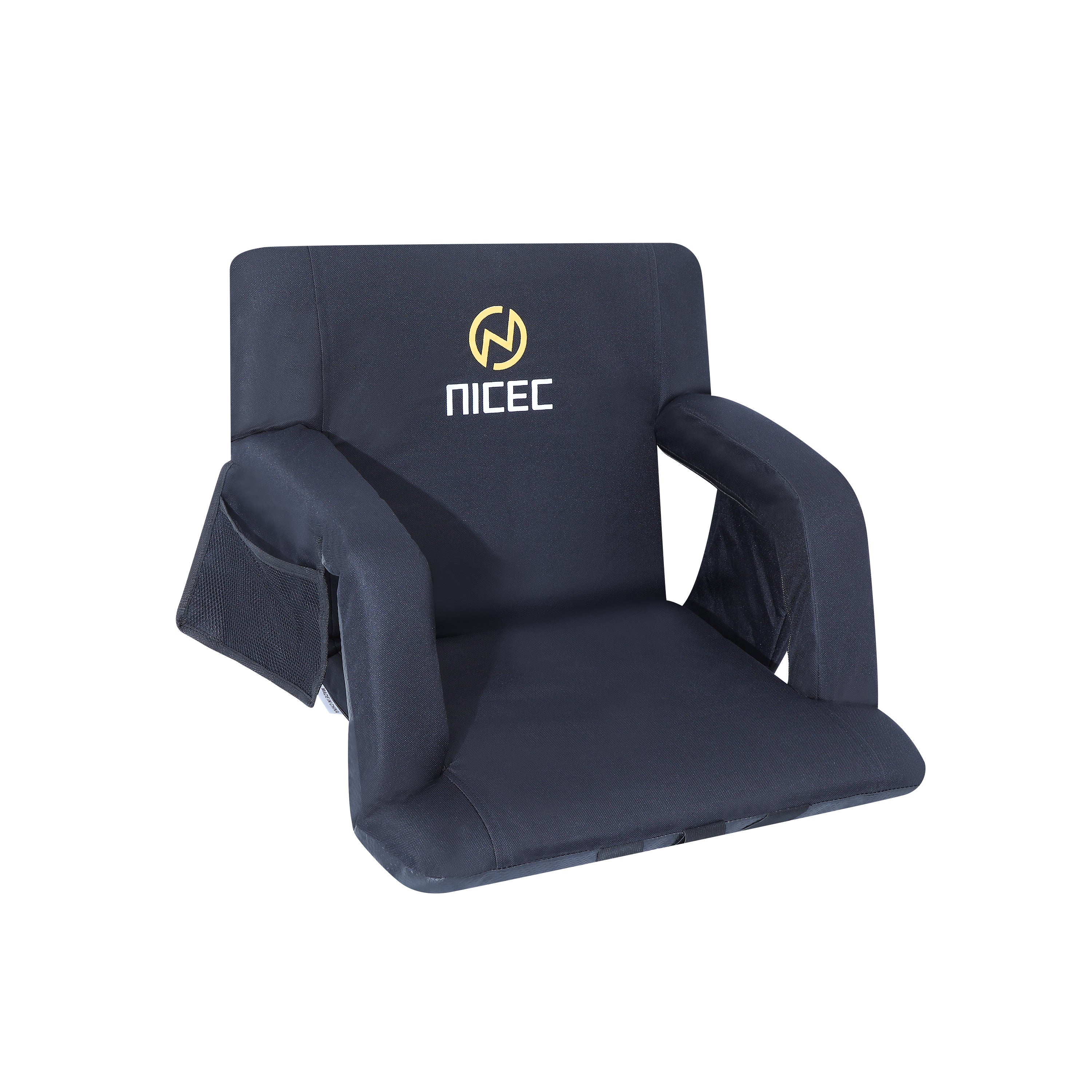 Nice C Reclining Bleacher Seat, Stadium Seat with Back Support (1 Pack/2 Pack) | Reclining Stadium Cushion, Foldable Floor Chair, Shoulder Straps, Side Pockets, Thick Padding, Heat