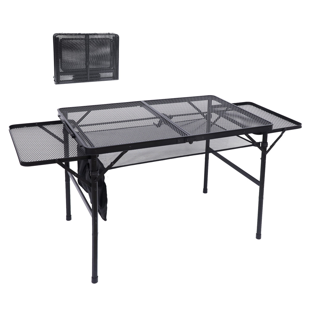 Nice C Folding Grill Table, Camping Table, Tailgate Tables, Grill Tables, Outdoor, Metal Folding Adjustable Height&Width, Mesh Net, Carry Handle