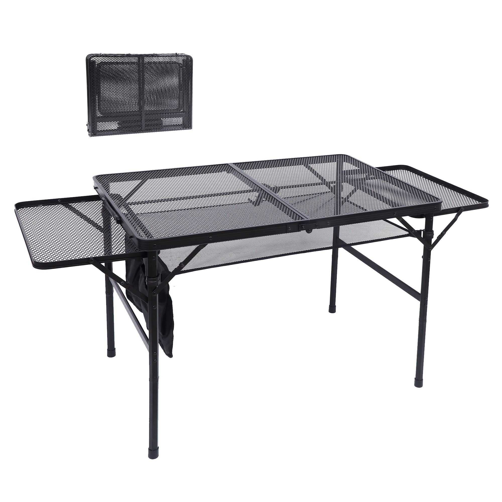 Nice C Folding Grill Table, Camping Table, Tailgate Tables, Grill Tables, Outdoor, Metal Folding Adjustable Height&Width, Mesh Net, Carry Handle