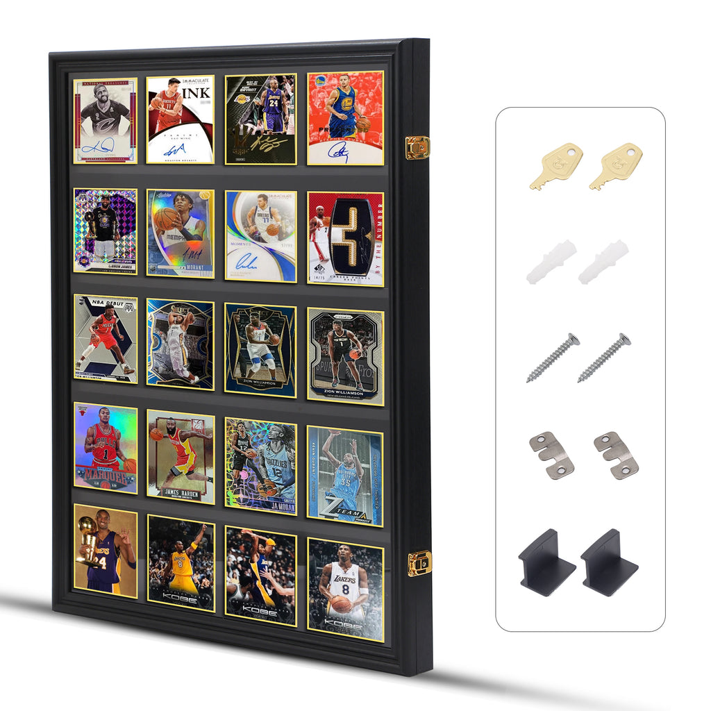 Nice C Sport Card Display Case, Graded Card Display Frame Baseball Card Holder, Trading Card Display Case, 35 Cards, Lockable, 98% UV Protection