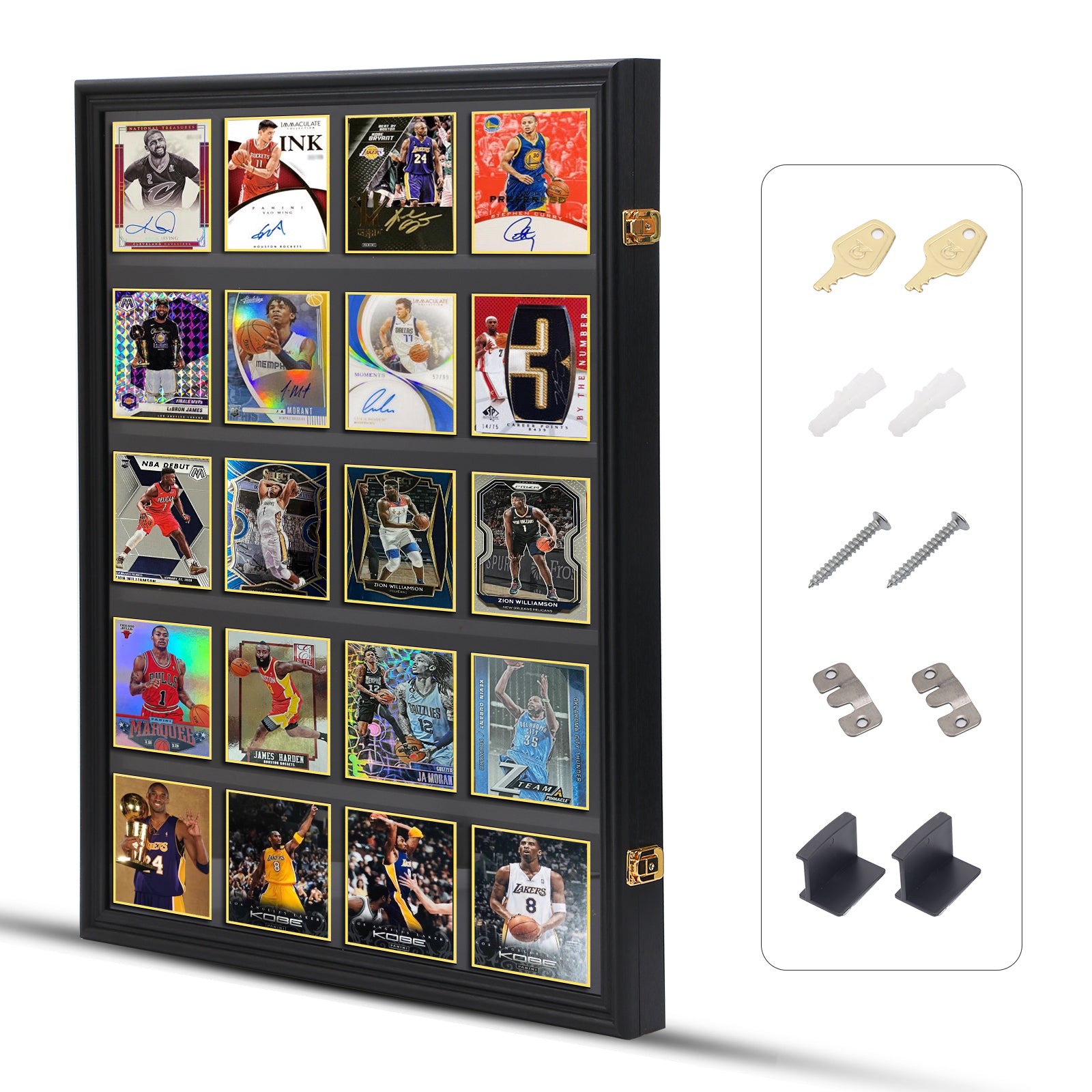 Nice C Sport Card Display Case, Graded Card Display Frame Baseball Card Holder, Trading Card Display Case, 35 Cards, Lockable, 98% UV Protection