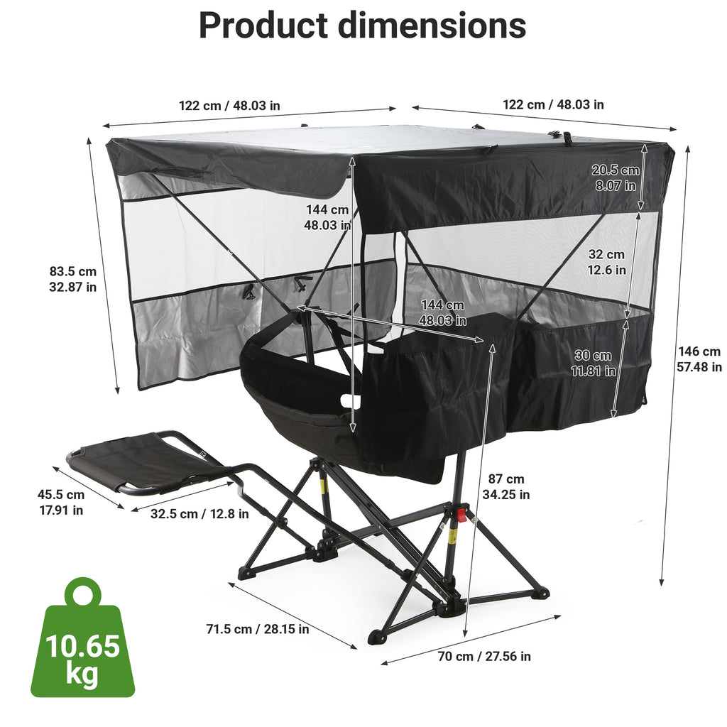 Nice C Hammock Camping Chair with Full-Cover Canopy & Footrest (1 Pack/2 Pack) | Side Shade, Adjustable Reclining Backrest, Folding Design, Removable Roof, Cup Holder, Carry Bag, Camping, Hunting, Fishing
