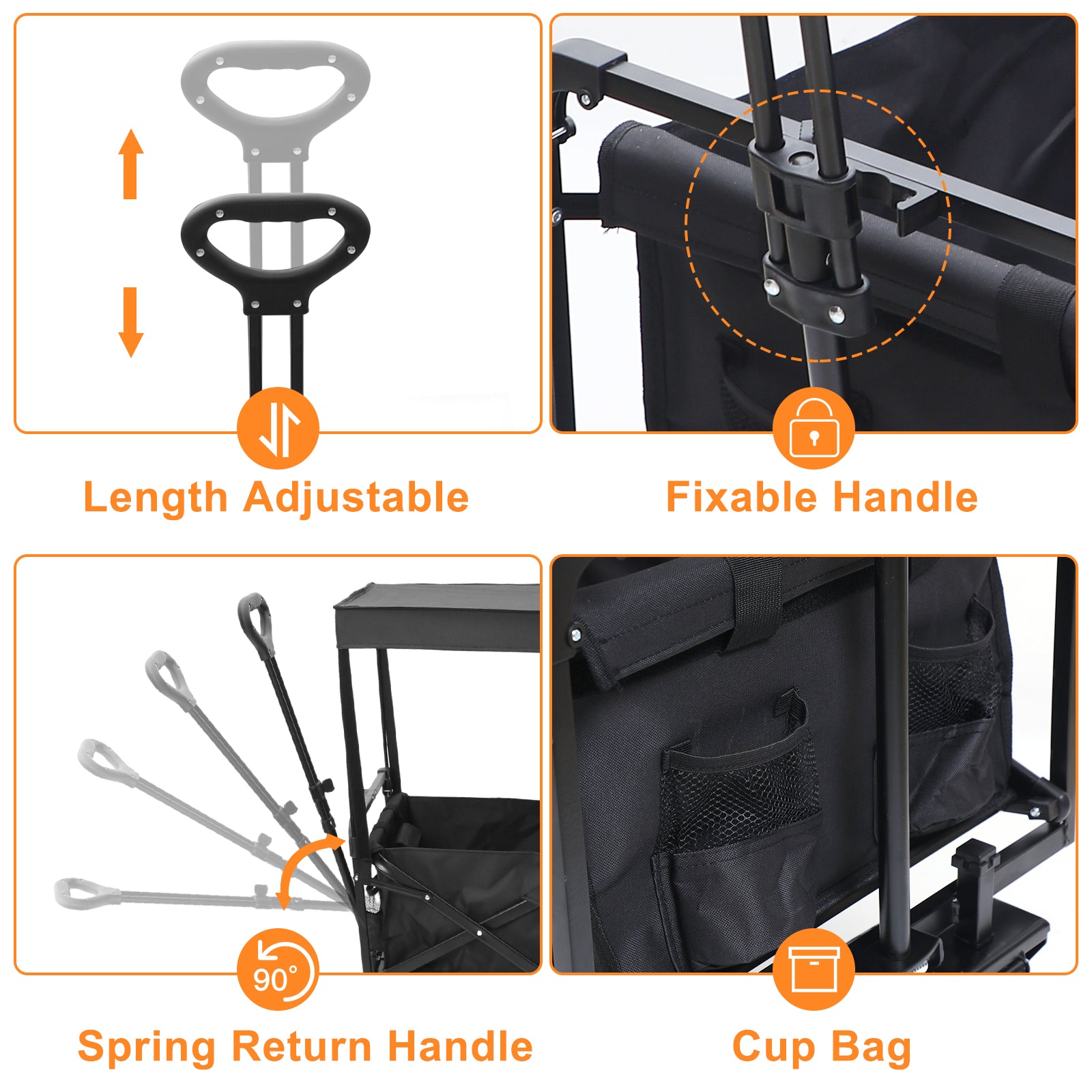 Nice C Stroller Wagon with Canopy, Folding Push Pull Cart for Beach, Camping, Outdoor