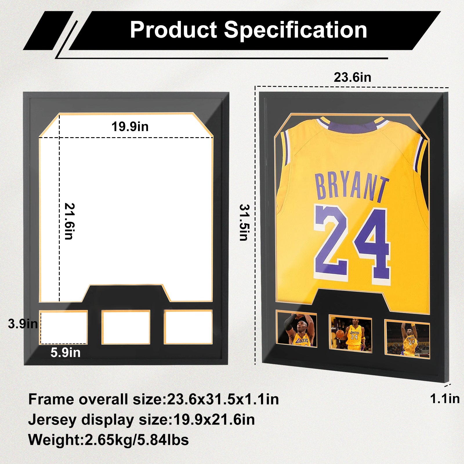 Nice C Jersey Frame Display Case with Picture Slots &amp; 98% UV Protection 