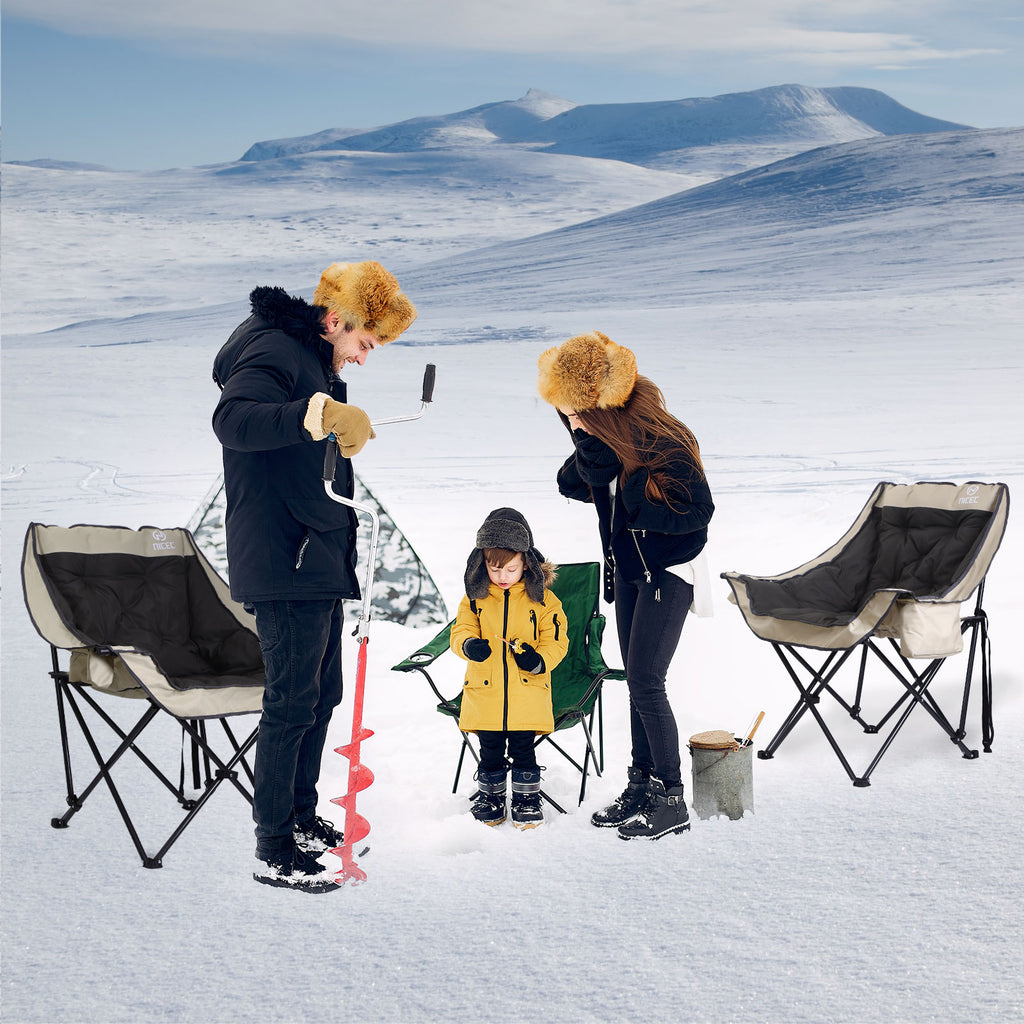 Nice C Heavy-Duty Folding Camping Chair, Thick Padded Seat with Storage &amp; Cup Holder 