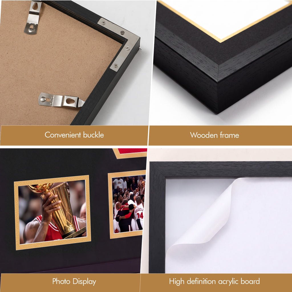 Nice C Custom Jersey Display Frame Case with 3 Photo Slots Customizable mat colors, Sweater T Shirt Frame, acrylic, wall-mounted shadow box, Baseball, Basketball, Football