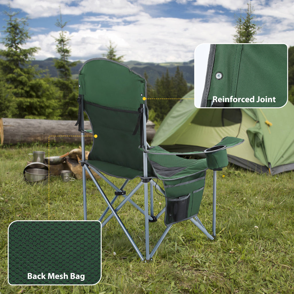 Green &amp; Gray Nice C Heated Camping Chair with Battery, Folding Outdoor Chair with Cooler &amp; Power Bank 