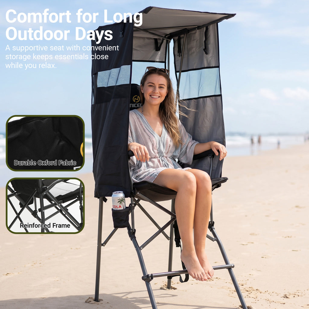 Nice C Tall Director Camping Chair with Canopy, Foldable Chair