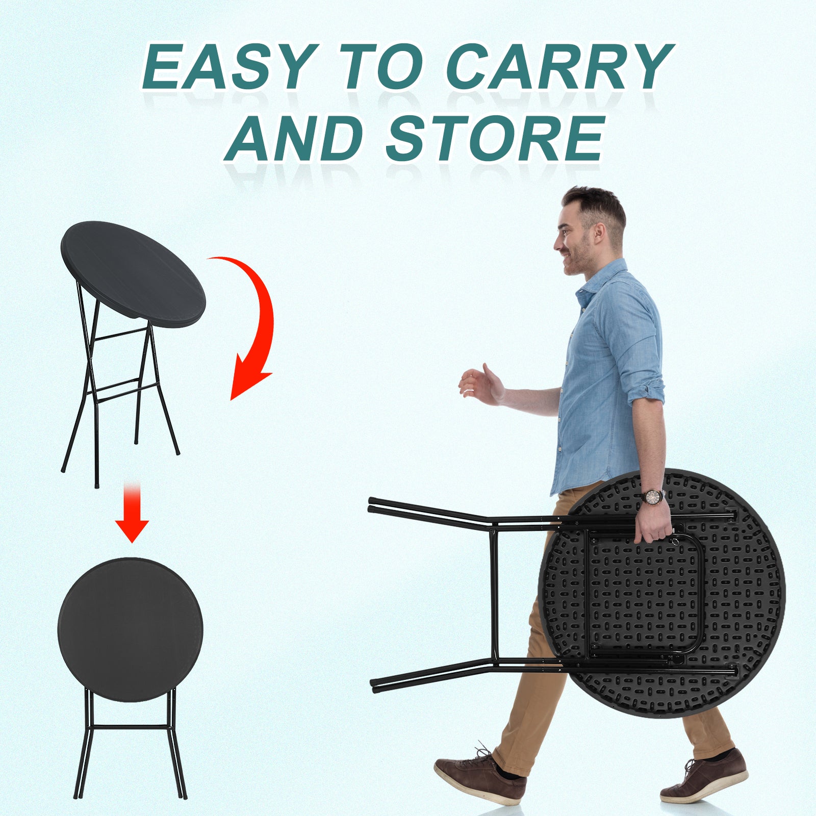 Nice C 31.5" Plastic Folding Table – Waterproof Party &amp; Camping Table 