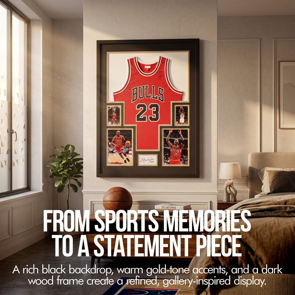 Nice C Jersey Display Frame Case with 4 Photos & Signature Display