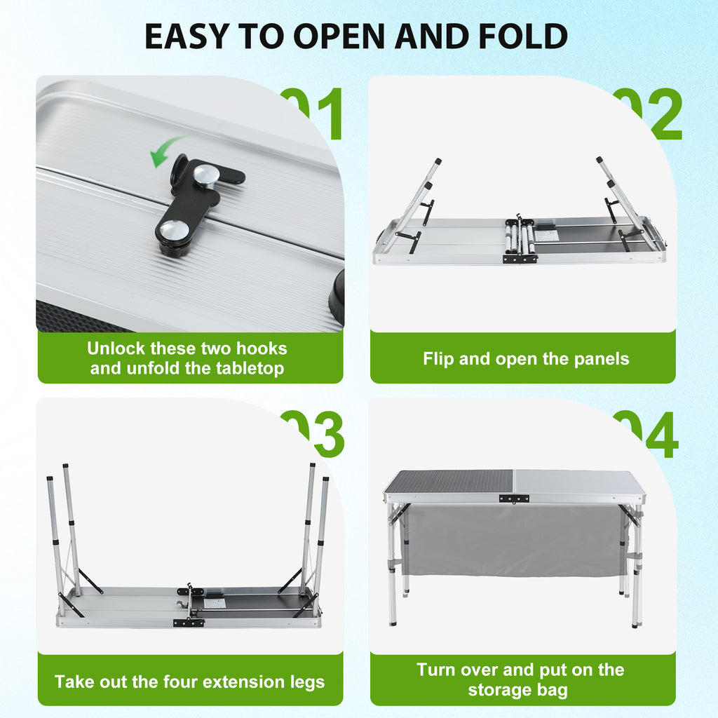 Nice C 45W Solar Folding Camping Table with Storage, USB/Type-C/DC Output, Outdoor Picnic & BBQ