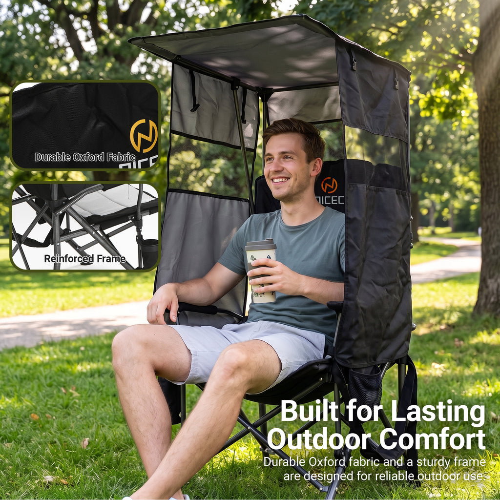 Nice C Camping Director Chair with Canopy, Folding Outdoor Chair