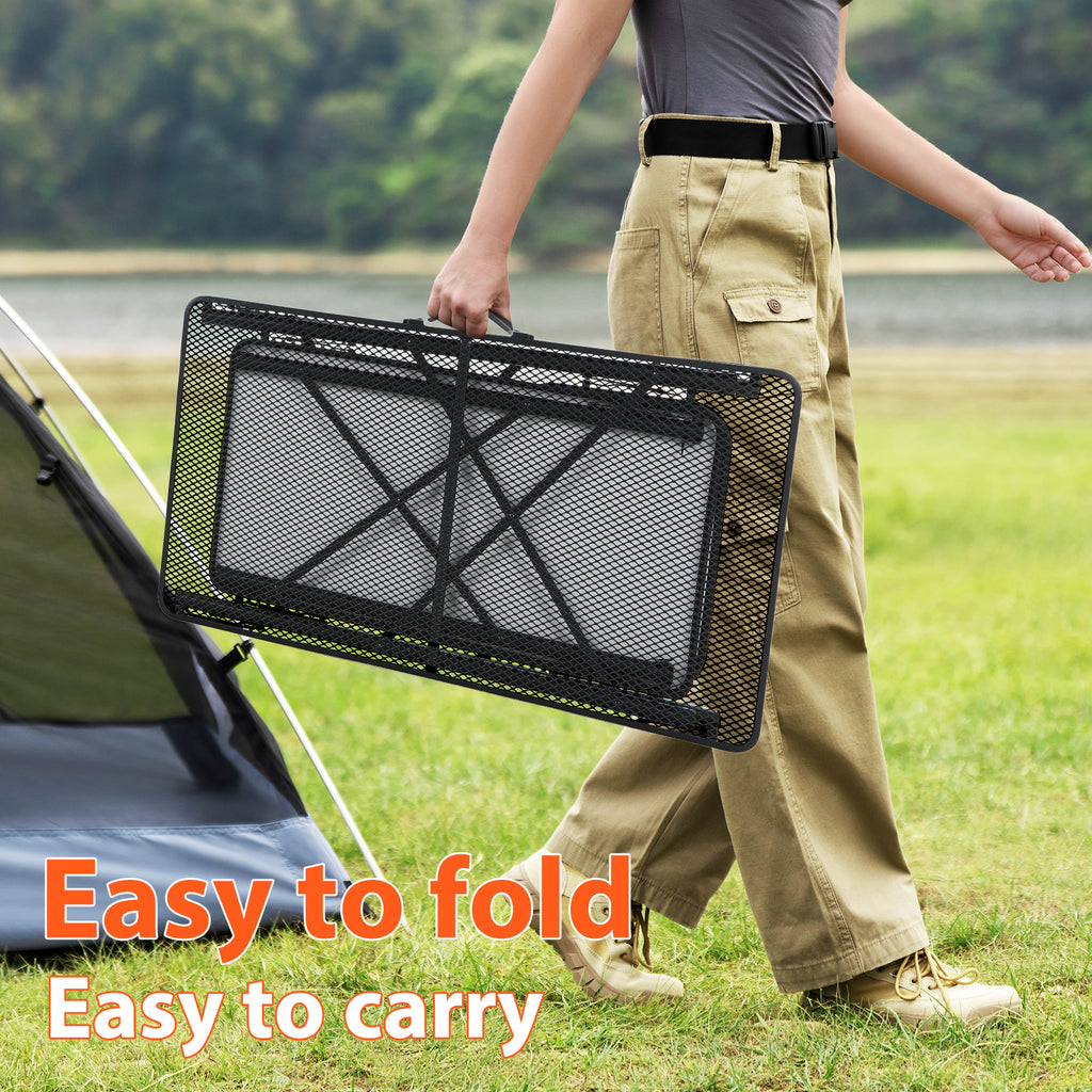 Nice C Camping Kitchen Table, Portable Folding Camp Cook Station (Black) | Grill Table for Blackstone Griddles, Storage Organizer, Light Pole, Outdoor, Picnic, Beach, RV Traveling