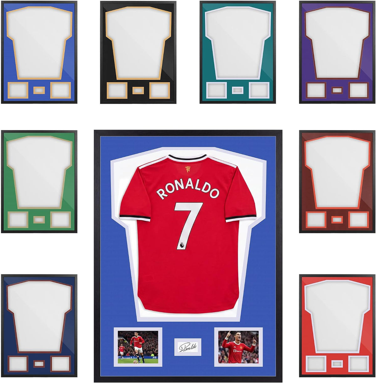 Nice C Jersey Display Frame With Photo Slots, Custom Mat Colors — photo 1