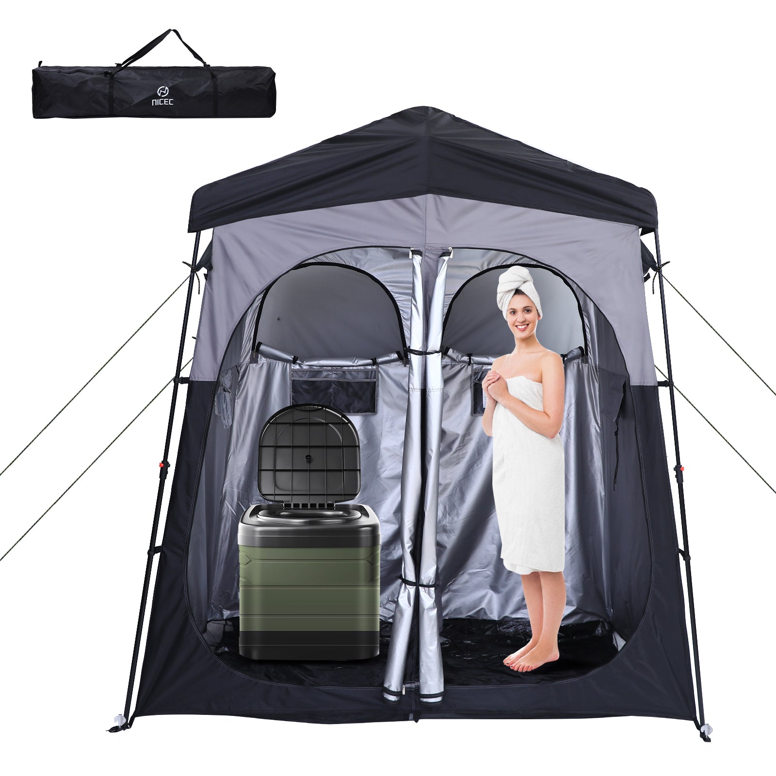 Nice C Oversized Camping Shower &amp; Privacy Tent, Instant Pop-Up Changing Tent, Outdoor Toilet &amp; Bathroom Enclosure 