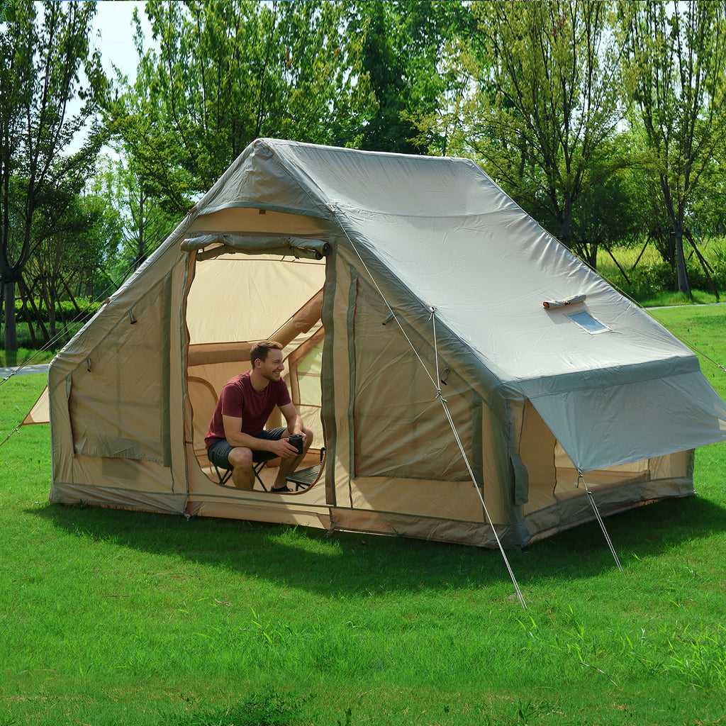Nice C 6-Person Inflatable Camping Tent, Glamping Tent with Air Pump, Waterproof &amp; Windproof, Easy Setup
