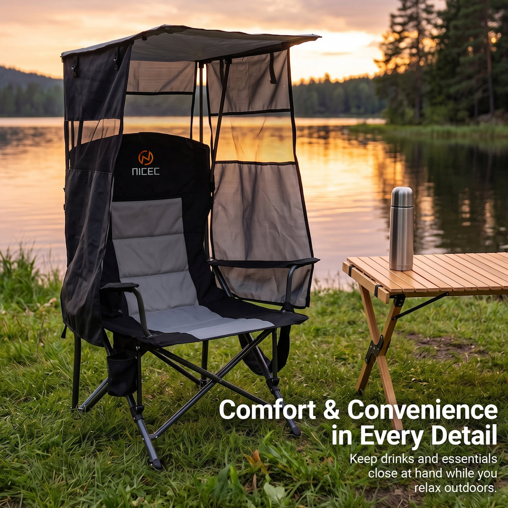 Nice C Camping Director Chair with Canopy, Folding Outdoor Chair