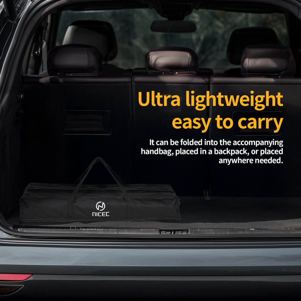 Nice C Adjustable Square Table, Folding Camping Table, Roll-up Tabletop, Lightweight, with Carry Bag, for Outdoor, Camping, Picnic, backyards, BBQ (Large)