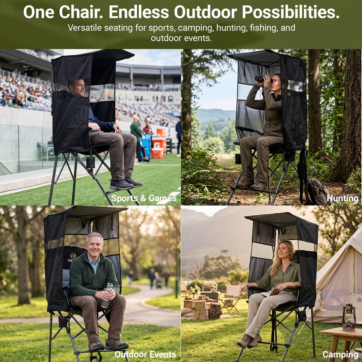 Nice C Tall Director Camping Chair with Canopy, Foldable Chair