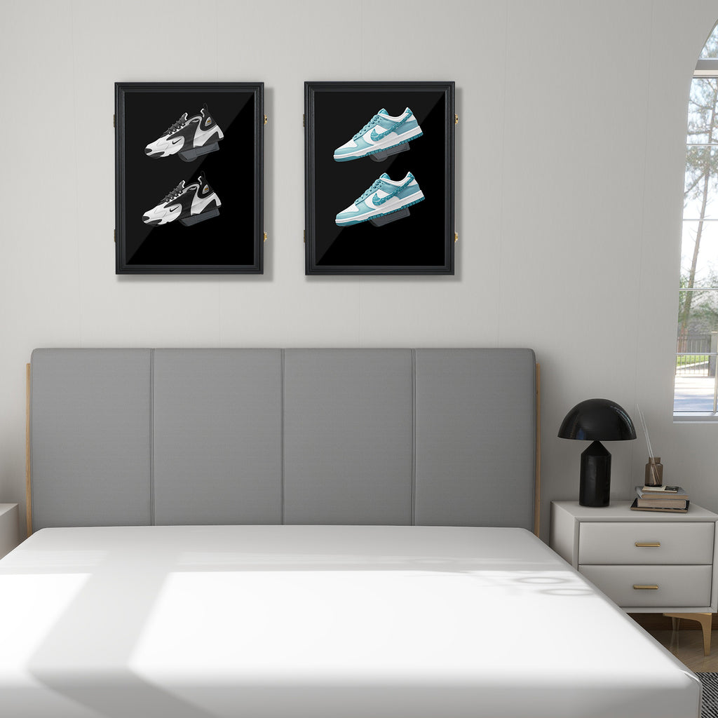 Nice C Shoe Display Frame Case, Wall Mount Sneaker Cabinet (1 Pack/2 Pack) | Wooden Shoe Storage Box, Lockable Display Case, 98% UV Protection, Wall Mount Shoe Rack, for Sports Shoes