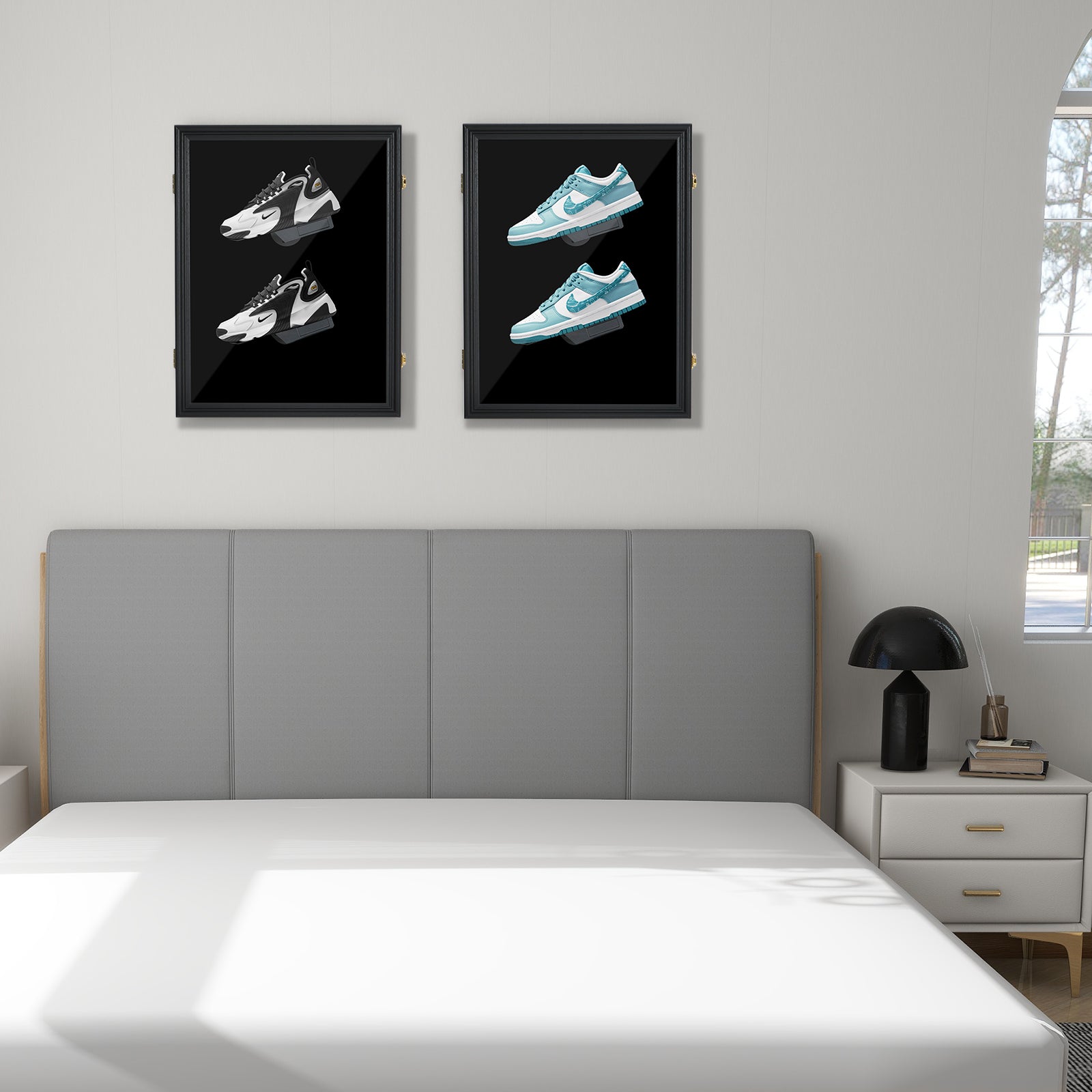 Nice C Shoe Display Frame Case, Wall Mount Sneaker Cabinet (1 Pack/2 Pack) | Wooden Shoe Storage Box, Lockable Display Case, 98% UV Protection, Wall Mount Shoe Rack, for Sports Shoes