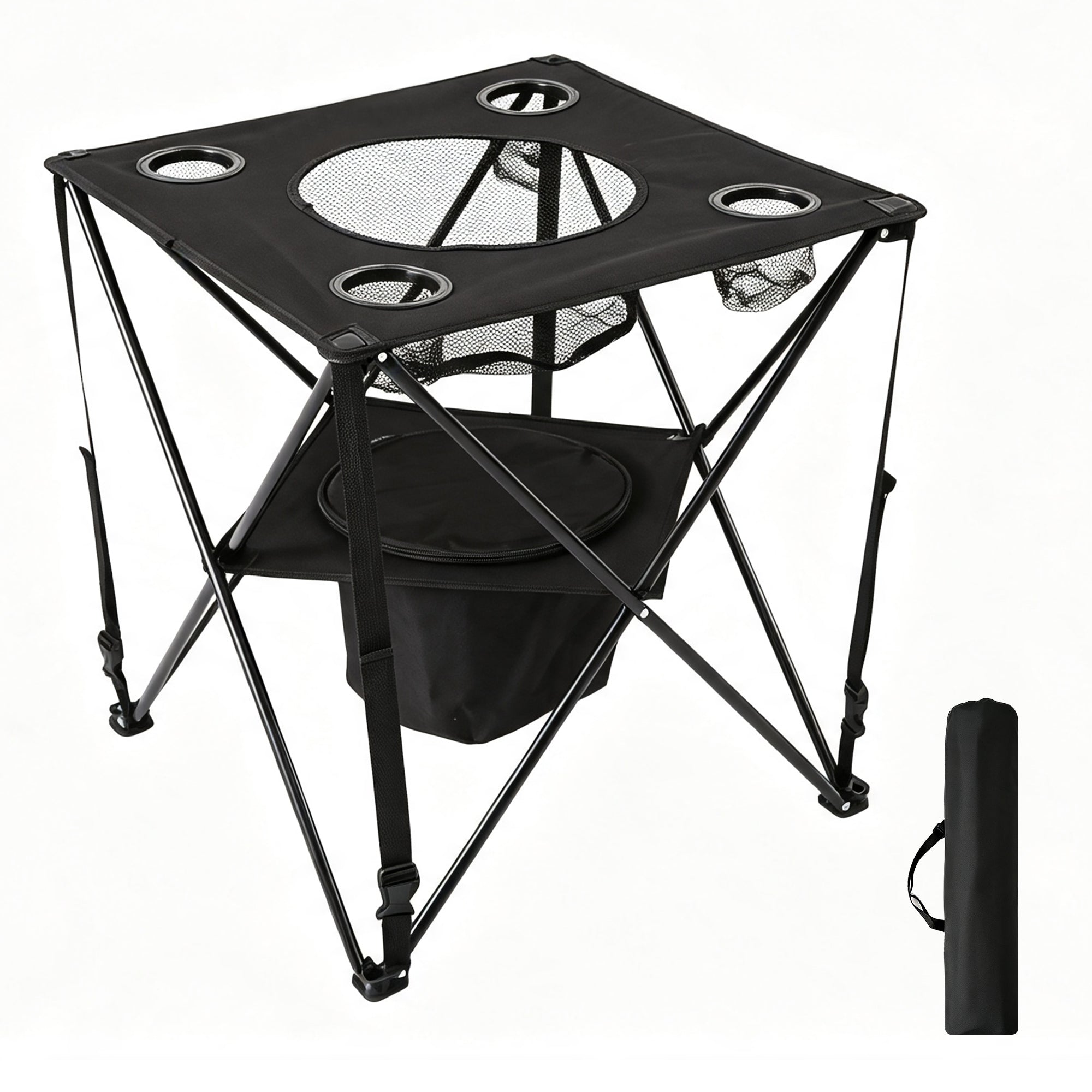 Nice C Camping Cooler Tables, Small Canvas Table, Portable Drink Table | Beer Pong Table, Ultralight Compact Folding Tailgating Table, Collapsible, Carry Bag, Outdoor, Picnic, Beach