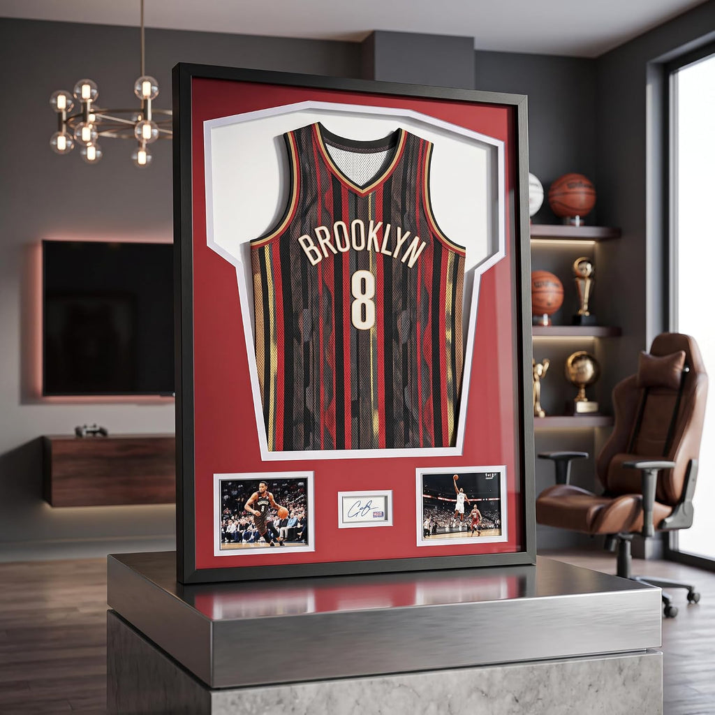 Nice C Jersey Display Frame With Photo Slots, Custom Mat Colors — photo 4