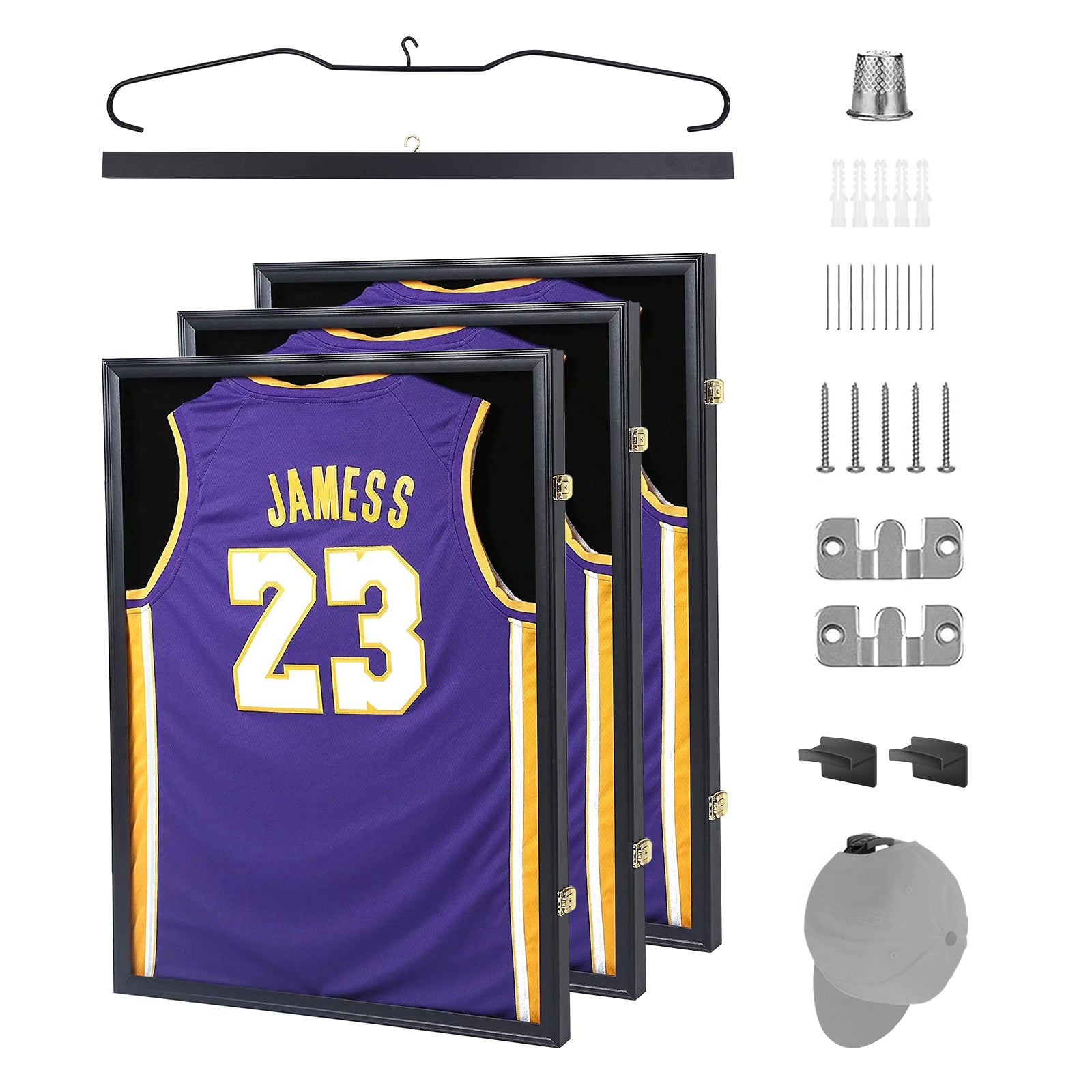 Nice C Jersey Frame Display Case, Shadow Box with Photo Slots, 98% UV Protection, Acrylic, Football &amp; Basketball