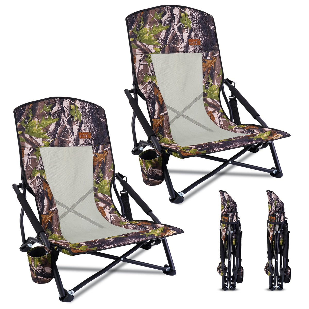 Nice C Hunting Strutter Chair, Folding Low Camping Chair (1 Pack/2 Pack)