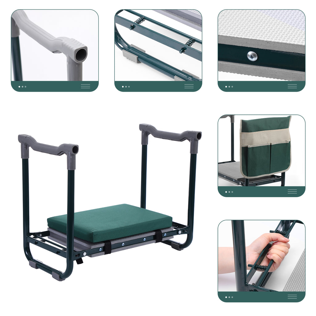 Nice C Garden Kneeler and Seat, Garden Stool, Garden Kneeler, Foldable Gardening Stool, Gardening Gifts for Women, Heavy Duty Garden Bench, Garden Kneelers for Seniors, with Tool Pouch&Gloves (Green)