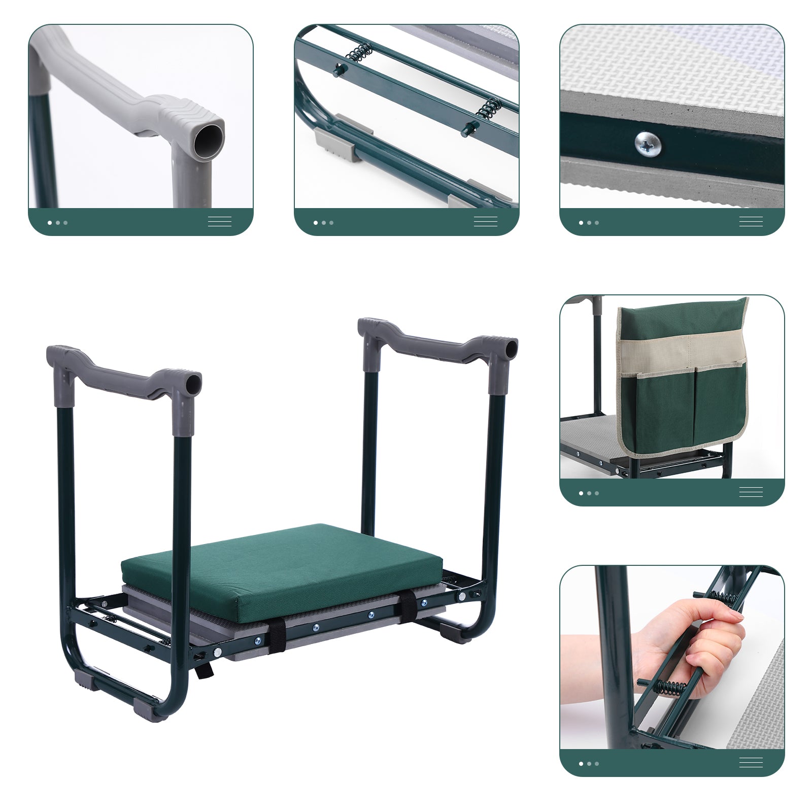 Nice C Garden Kneeler and Seat, Garden Stool, Garden Kneeler, Foldable Gardening Stool, Gardening Gifts for Women, Heavy Duty Garden Bench, Garden Kneelers for Seniors, with Tool Pouch&Gloves (Green)