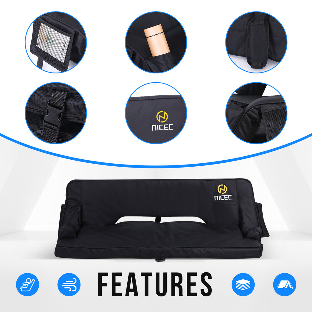 Nice C Oversized Stadium Seats with Back Support, Bleacher Seats, Stadium Chairs with Back and Cushion, Floor Chair, Foldable, Thick Padding