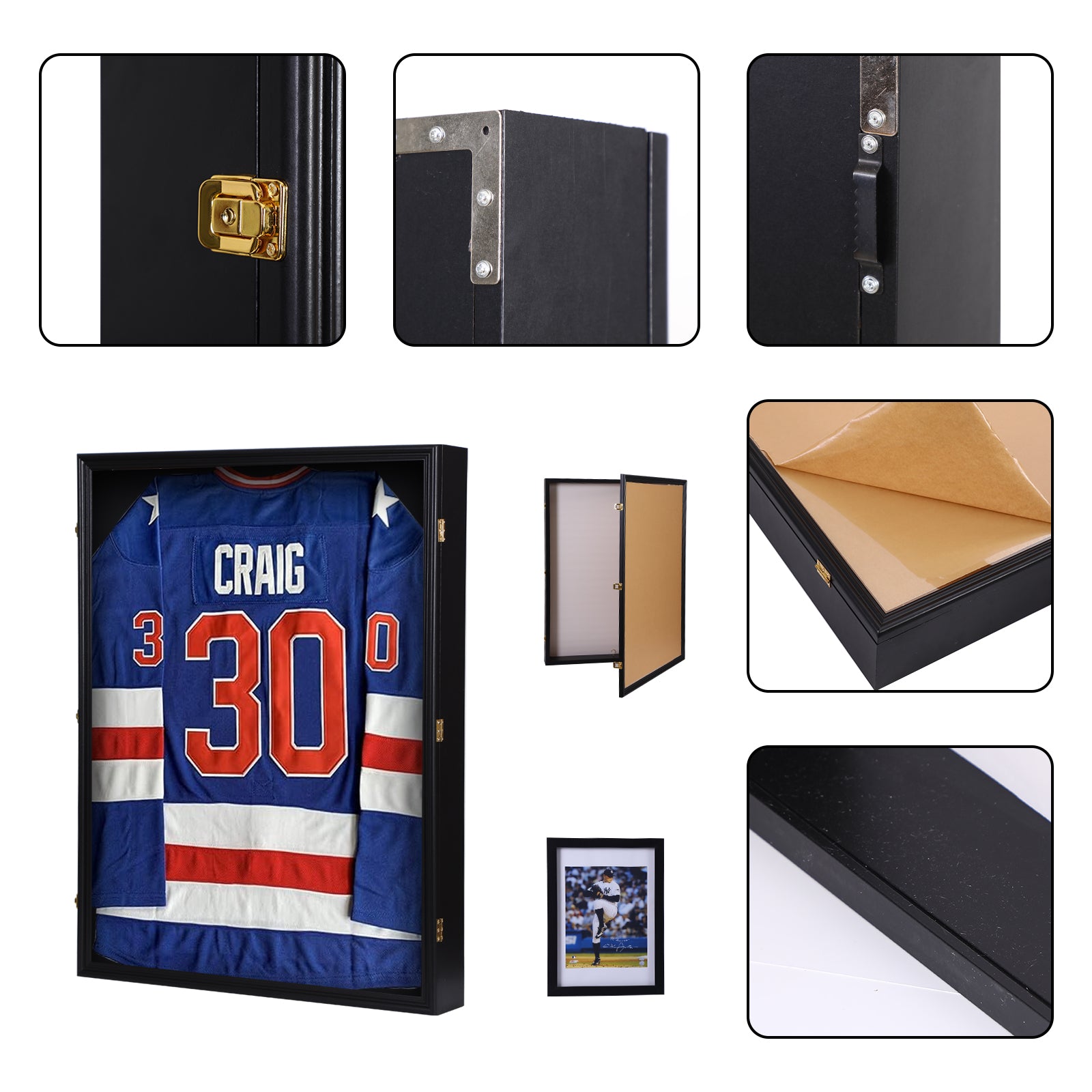 Nice C XL Jersey Frame Display Case, Large Deep Jersey Frame (28x37 Inch) | Extra Large Jersey Shadow Box, Jacket, T-Shirt Display, Baseball Case, UV Protection, Football Jersey, Hockey