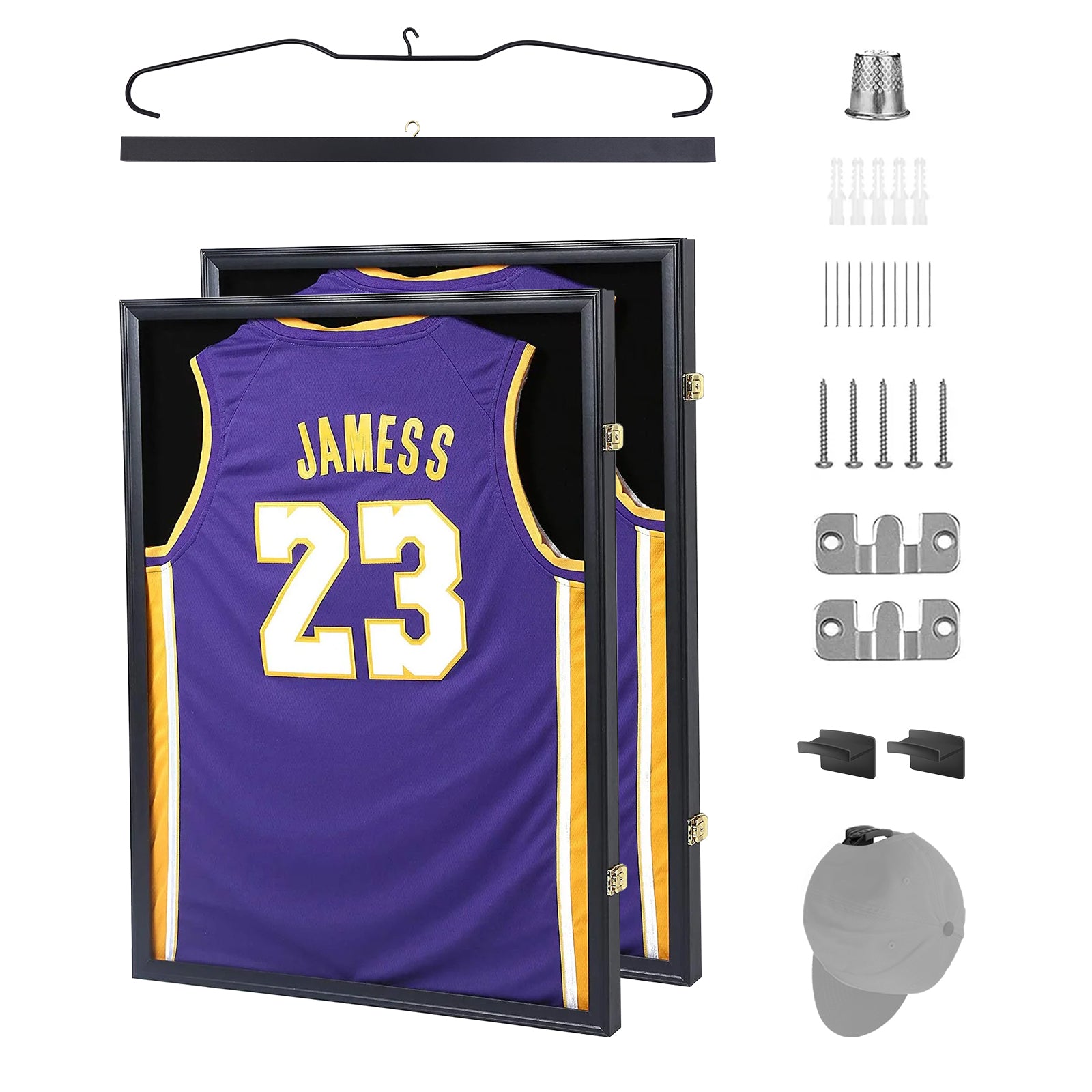 Nice C Jersey Frame Display Case, Shadow Box with Photo Slots, 98% UV Protection, Acrylic, Football &amp; Basketball
