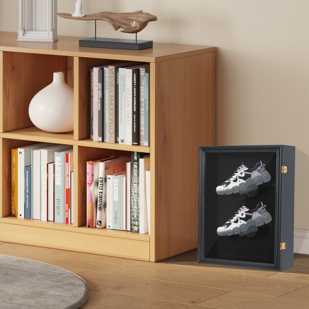 Nice C Shoe Display Frame Case, Wall Mount Sneaker Cabinet (1 Pack/2 Pack) | Wooden Shoe Storage Box, Lockable Display Case, 98% UV Protection, Wall Mount Shoe Rack, for Sports Shoes