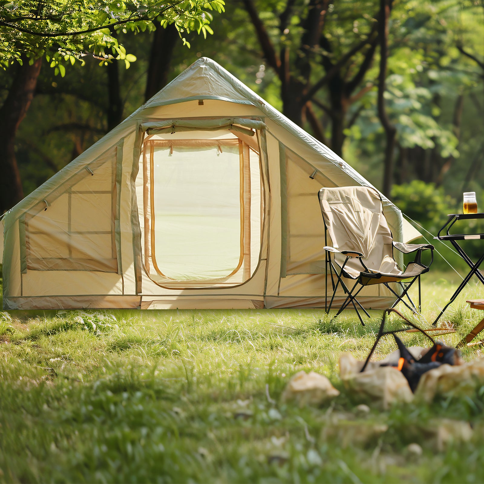 Nice C 6-Person Inflatable Camping Tent, Glamping Tent with Air Pump, Waterproof &amp; Windproof, Easy Setup