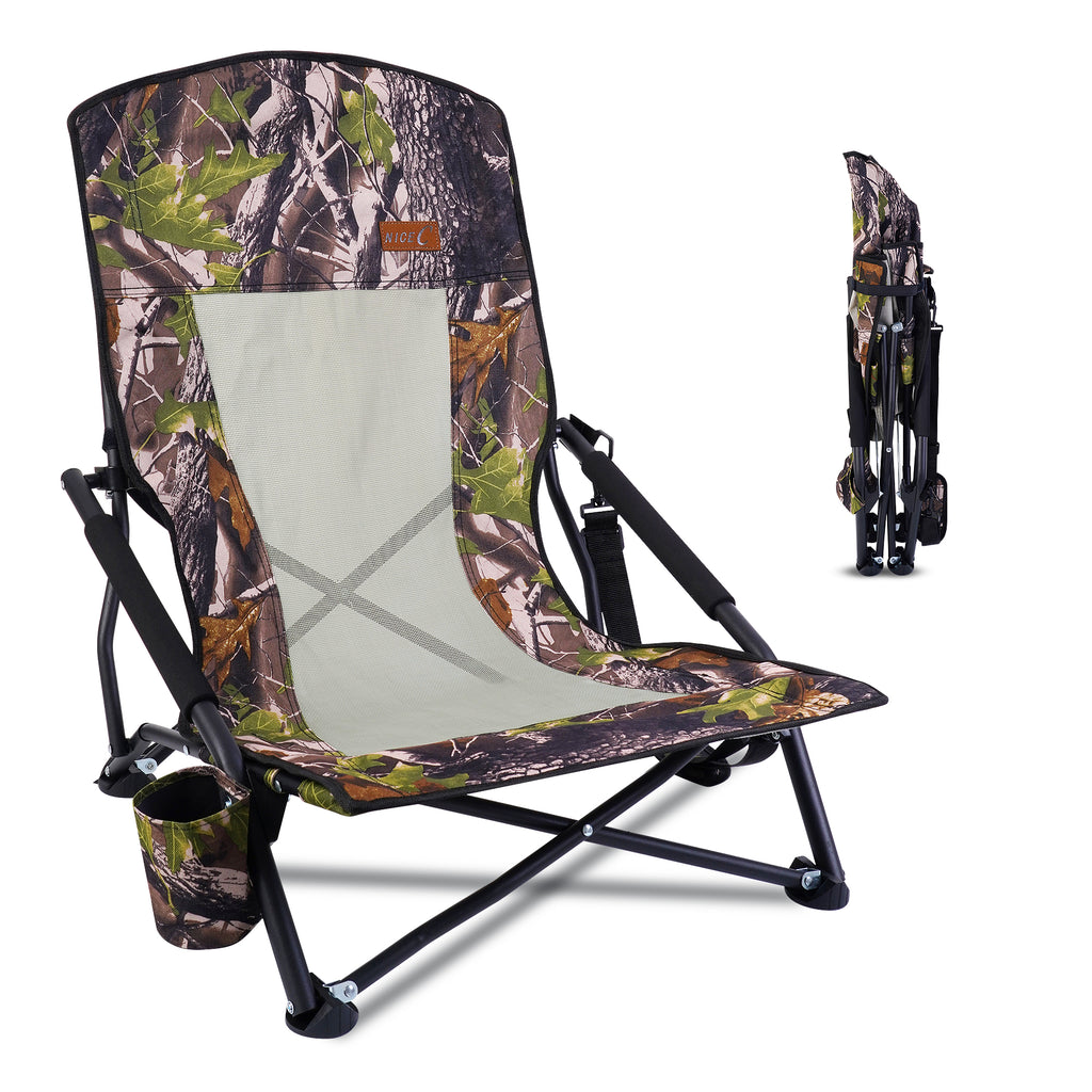 Nice C Hunting Strutter Chair, Folding Low Camping Chair (1 Pack/2 Pack)