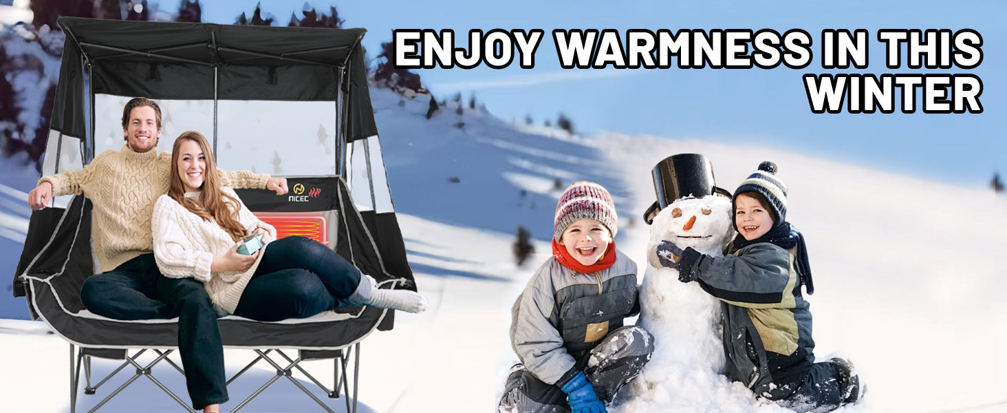 Nice C Double Heated Camping Loveseat – Folding Chair with Canopy