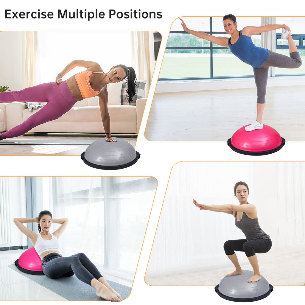 Nice C Balance Ball, Half Ball, Balance Ball, Exercise Workout Trainer, with Resistant Band, Strength Fitness Yoga with Bonus Foot Pump