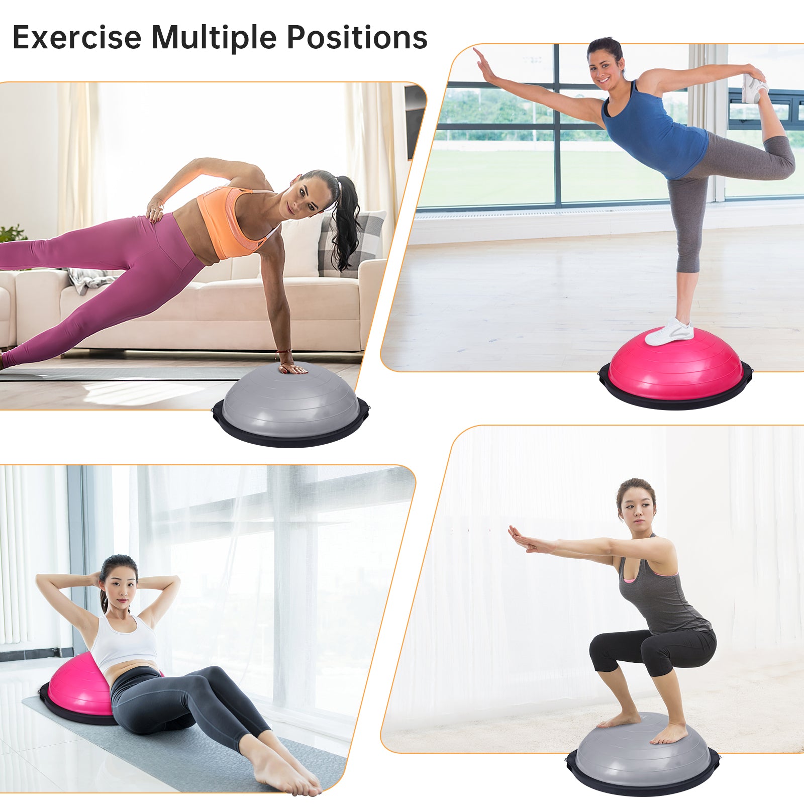 Nice C Balance Ball, Half Ball, Balance Ball, Exercise Workout Trainer, with Resistant Band, Strength Fitness Yoga with Bonus Foot Pump