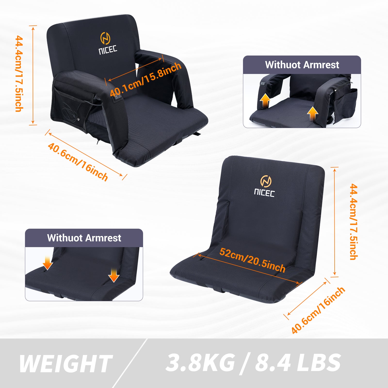 Nice C Heated Massage Stadium Seat, Recline Bleacher Seat