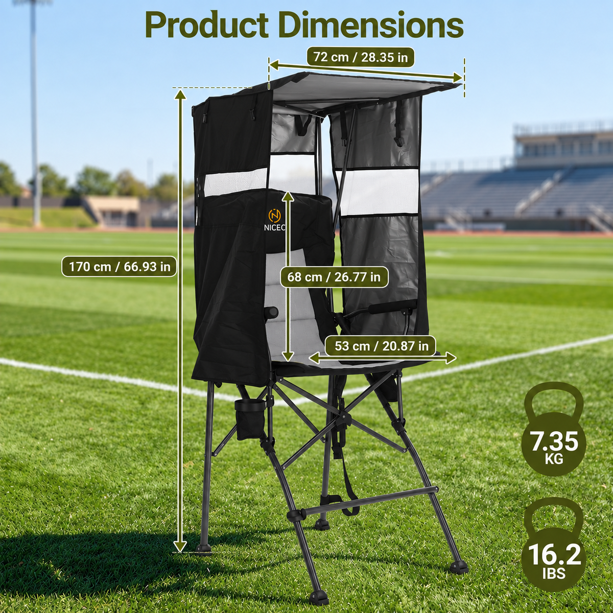 Nice C Tall Director Camping Chair with Canopy, Foldable Chair