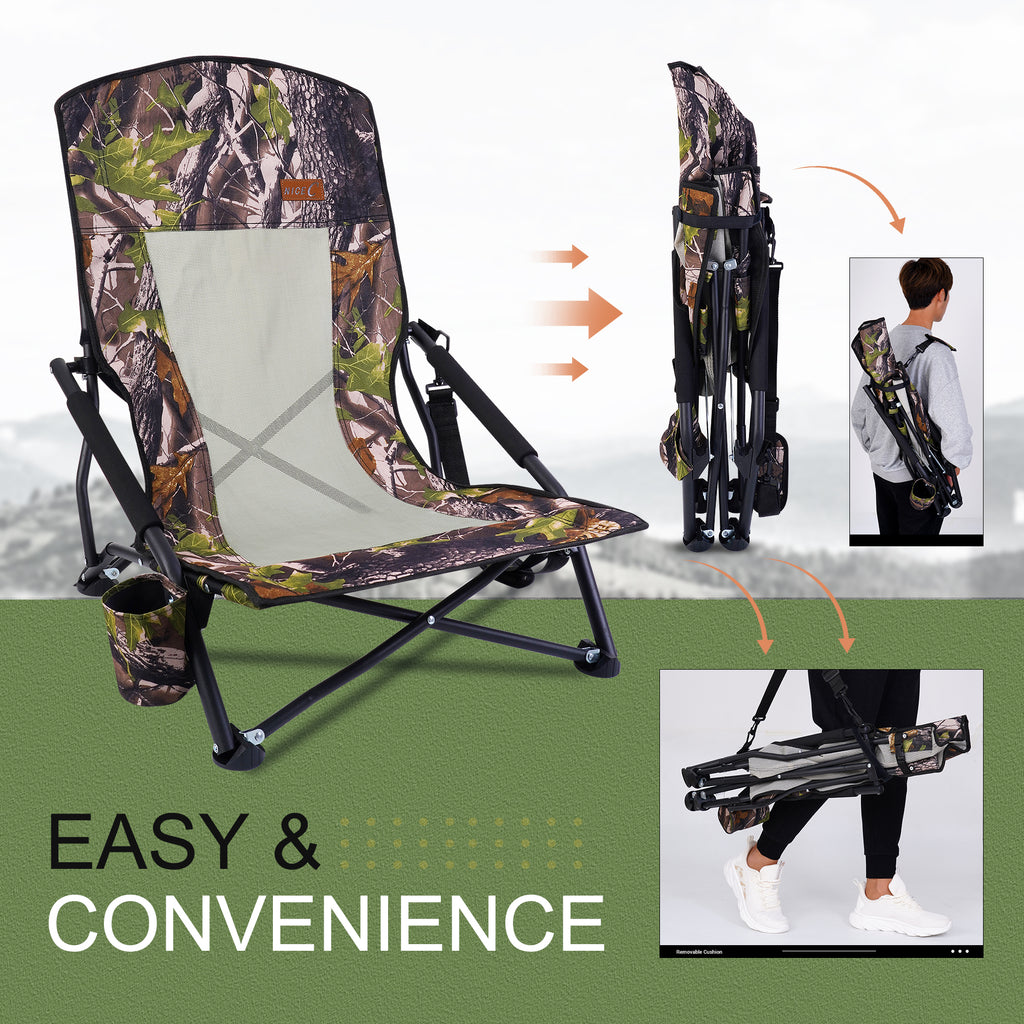 Nice C Hunting Strutter Chair, Folding Low Camping Chair (1 Pack/2 Pack)
