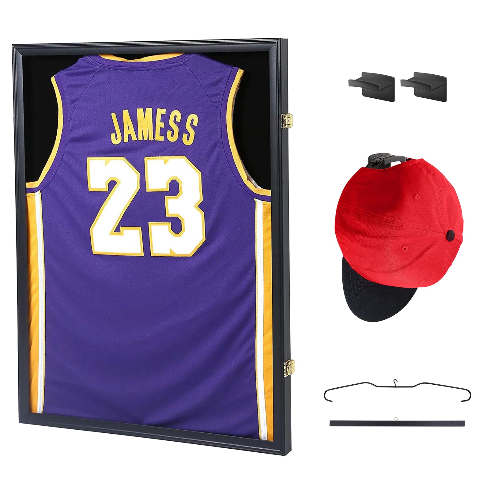 Nice C Jersey Frame Display Case, Shadow Box with Photo Slots, 98% UV Protection, Acrylic, Football &amp; Basketball